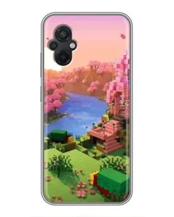 Чехол для Xiaomi POCO M5 с картинкой «Розовое дерево Minecraft»
