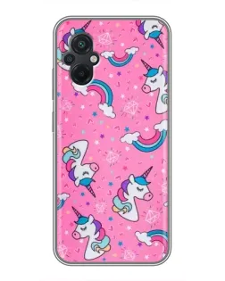 Чехол для Xiaomi POCO M5 с картинкой «Unicorn паттерн розовый»