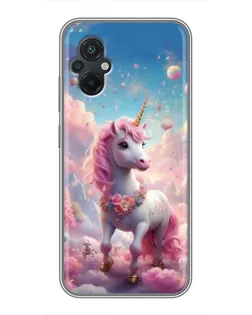 Чехол для Xiaomi POCO M5 с картинкой «Единорог среди облаков»