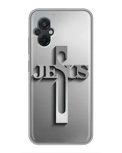 Чохол для Xiaomi POCO M5 з картинкою «Металевий хрест Jesus»