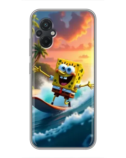 Чохол для Xiaomi POCO M5 з картинкою «Губка Боб серфінгіст»