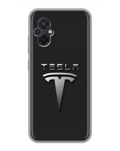 Чехол для Xiaomi POCO M5 с картинкой «Стальной логотип Tesla»