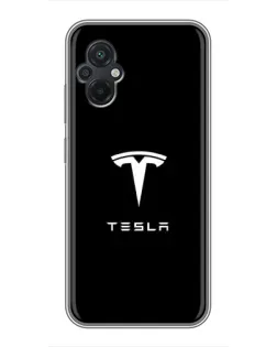 Чехол для Xiaomi POCO M5 с картинкой «Tesla White Logo»