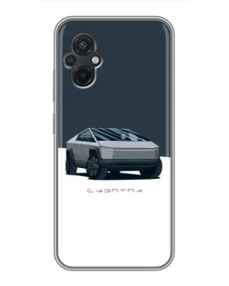 Чехол для Xiaomi POCO M5 с картинкой «Серебристый Cybertruck Tesla»