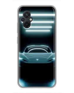 Чехол для Xiaomi POCO M5 с картинкой «Tesla в неоне»