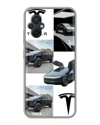Чехол для Xiaomi POCO M5 с картинкой «Коллаж Cybertruck Tesla»