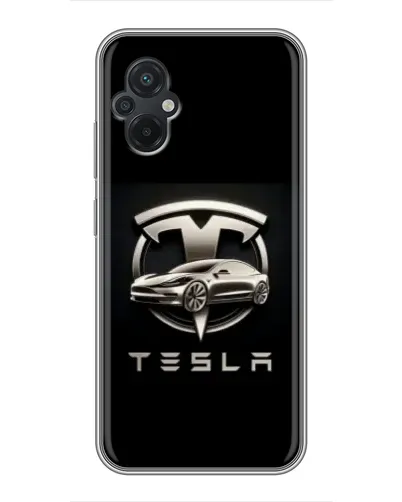 Чехол для Xiaomi POCO M5 с картинкой «Tesla — серебристое авто»