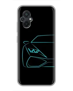 Чохол для Xiaomi POCO M5 з картинкою «Блакитний силует Lamborghini»