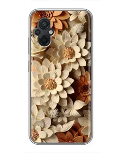 Чохол для Xiaomi POCO M5 з картинкою «Бежевий флористичний декор»