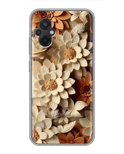 Чохол для Xiaomi POCO M5 з картинкою «Бежевий флористичний декор»