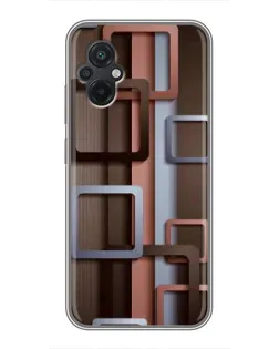 Чохол для Xiaomi POCO M5 з картинкою «Коричневі об'ємні квадрати»