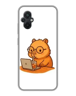 Чохол для Xiaomi POCO M5 з картинкою «Капібара з ноутбуком»