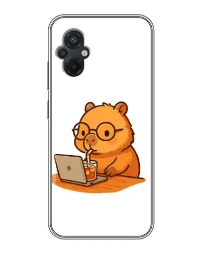 Чохол для Xiaomi POCO M5 з картинкою «Капібара з ноутбуком»