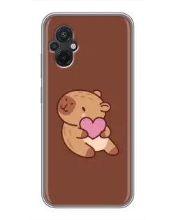 Чохол для Xiaomi POCO M5 з картинкою «Капібара з серцем»