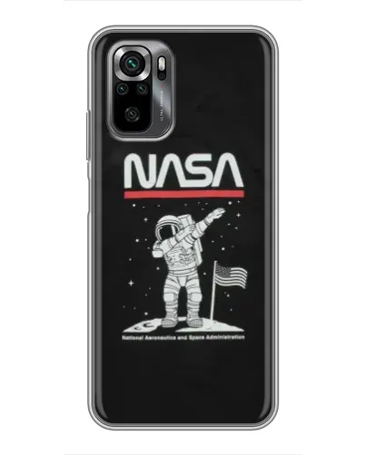 Чехол для Xiaomi POCO M5s с картинкой «NASA — шагаем по Луне»