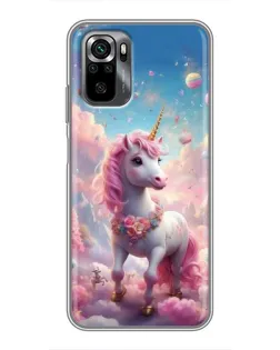 Чехол для Xiaomi POCO M5s с картинкой «Единорог среди облаков»