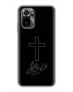 Чехол для Xiaomi POCO M5s с картинкой «Графический крест Jesus»
