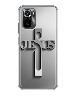 Чехол для Xiaomi POCO M5s с картинкой «Металлический крест Jesus»