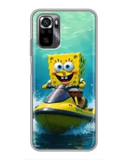 Чохол для Xiaomi POCO M5s з картинкою «Спанч Боб на гідроциклі»