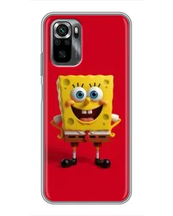Чехол для Xiaomi POCO M5s с картинкой «Спанч Боб на красном»