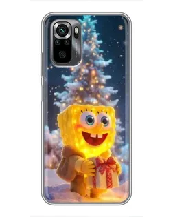 Чехол для Xiaomi POCO M5s с картинкой «Рождественский Спанч Боб»