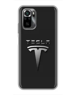 Чохол для Xiaomi POCO M5s з картинкою «Сталевий логотип Tesla»