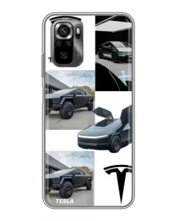 Чохол для Xiaomi POCO M5s з картинкою «Колаж Cybertruck Tesla»
