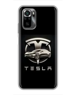 Чохол для Xiaomi POCO M5s з картинкою «Tesla — срібне авто»