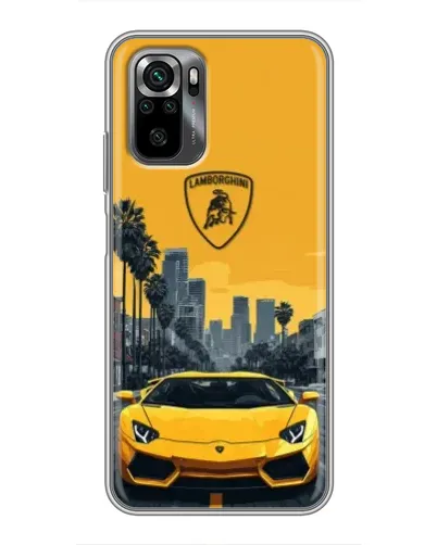 Чехол для Xiaomi POCO M5s с картинкой «Желтый Lamborghini город»