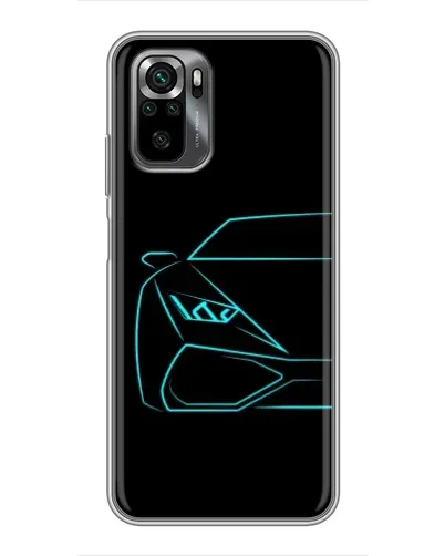 Чехол для Xiaomi POCO M5s с картинкой «Голубой силуэт Lamborghini»