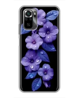 Чохол для Xiaomi POCO M5s з картинкою «Фіолетові квіти з росою»