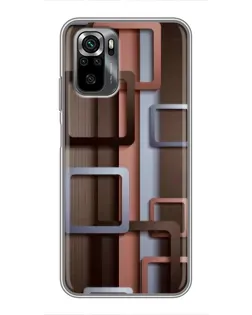 Чехол для Xiaomi POCO M5s с картинкой «Коричневые объемные квадраты»