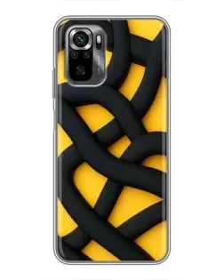Чехол для Xiaomi POCO M5s с картинкой «Черное желтое переплетение»