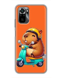 Чехол для Xiaomi POCO M5s с картинкой «Капибара на скутере»