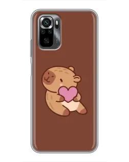 Чехол для Xiaomi POCO M5s с картинкой «Капибара с сердцем»