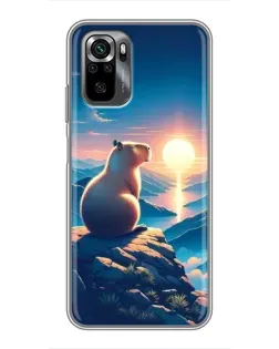 Чехол для Xiaomi POCO M5s с картинкой «Закат солнца с капибарой»