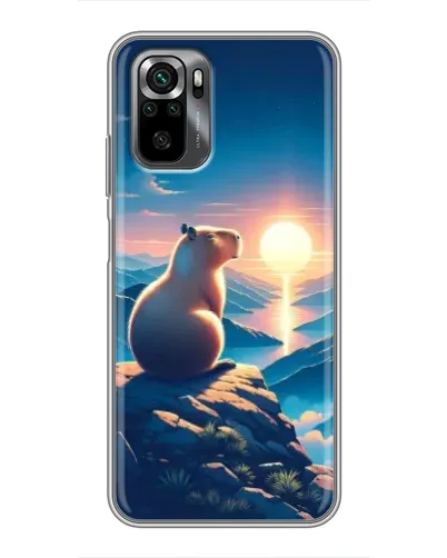 Чехол для Xiaomi POCO M5s с картинкой «Закат солнца с капибарой»