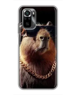 Чехол для Xiaomi POCO M5s с картинкой «Капибара золотая цепь»