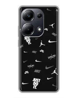 Чехол для Xiaomi POCO M6 Pro с картинкой «Nike Black Pattern»
