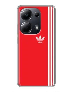 Чехол для Xiaomi POCO M6 Pro с картинкой «Красный минимализм Adidas»