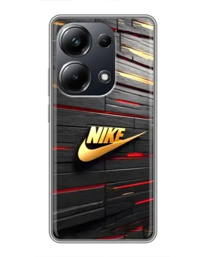 Чехол для Xiaomi POCO M6 Pro с картинкой «Золотой Nike на металле»