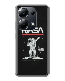 Чехол для Xiaomi POCO M6 Pro с картинкой «NASA — шагаем по Луне»