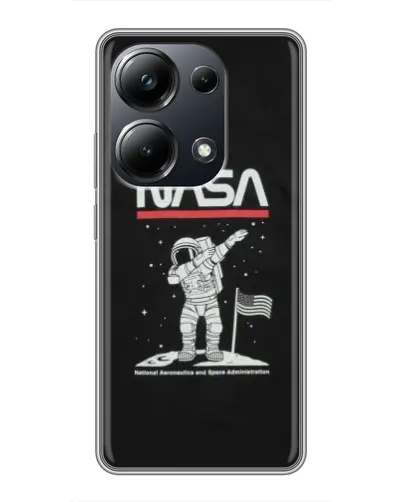 Чехол для Xiaomi POCO M6 Pro с картинкой «NASA — шагаем по Луне»