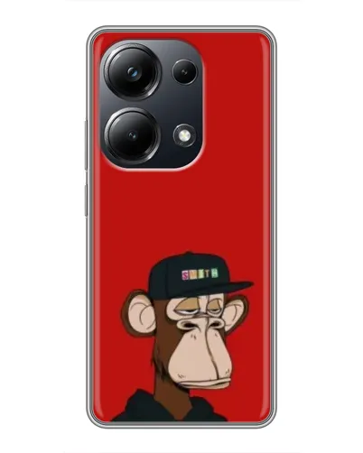Чехол для Xiaomi POCO M6 Pro с картинкой «Bored Ape — красный фон» Чехол для Xiaomi POCO M6 Pro с картинкой «Bored Ape — красный фон»