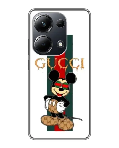 Чехол для Xiaomi POCO M6 Pro с картинкой «Микки Маус Gucci — полосы»
