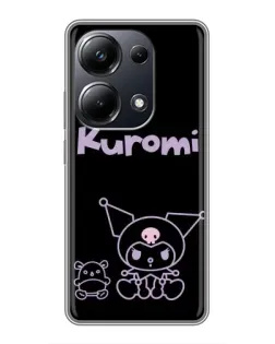 Чехол для Xiaomi POCO M6 Pro с картинкой «Kuromi — черный минимализм»