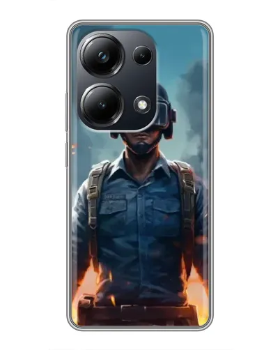 Чехол для Xiaomi POCO M6 Pro с картинкой «PUBG — реалистичный герой»