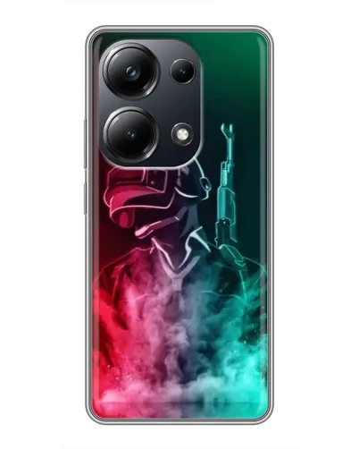 Чехол для Xiaomi POCO M6 Pro с картинкой «PUBG — огненный воин»