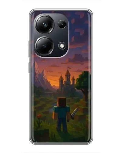 Чехол для Xiaomi POCO M6 Pro с картинкой «Стив у башни»
