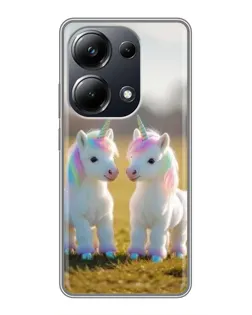 Чехол для Xiaomi POCO M6 Pro с картинкой «Пара единорогов»